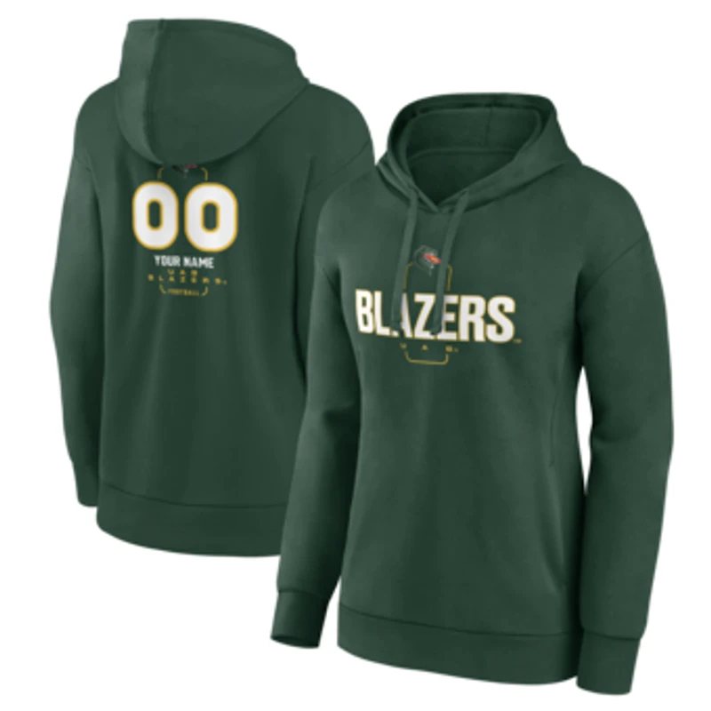 Women's Green UAB Blazers Personalized Name & Number Midfielder Pullover Hoodie