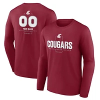 Men's  Crimson Washington State Cougars Personalized Name & Number Midfielder Long Sleeve T-Shirt