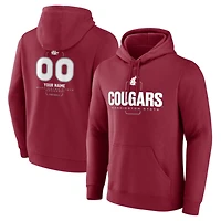 Men's  Crimson Washington State Cougars Personalized Name & Number Midfielder Pullover Hoodie