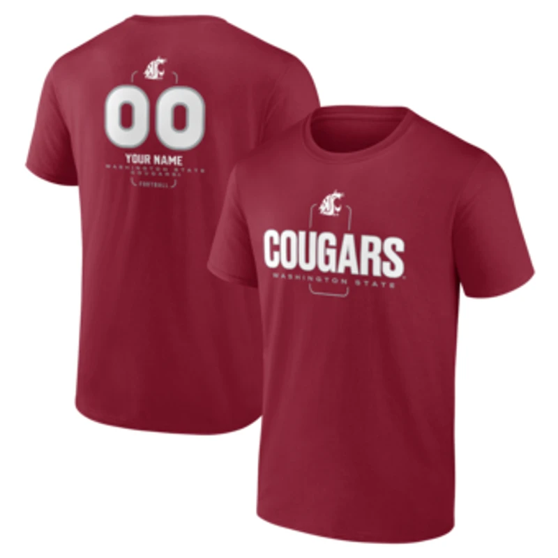 Men's  Crimson Washington State Cougars Personalized Name & Number Midfielder T-Shirt