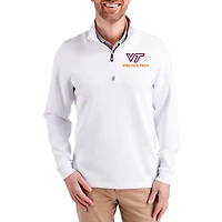 Men's Cutter & Buck  White Virginia Tech Hokies DryTec Traverse Stretch Eco Tri-Blend Quarter-Zip Pullover