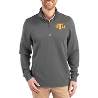 Men's Cutter & Buck  Gray Tennessee Tech Golden Eagles DryTec Traverse Stretch Eco Tri-Blend Quarter-Zip Pullover