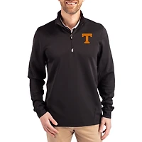 Men's Cutter & Buck  Black Tennessee Volunteers DryTec Traverse Stretch Eco Tri-Blend Quarter-Zip Pullover