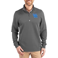 Men's Cutter & Buck  Gray Kentucky Wildcats DryTec Traverse Stretch Eco Tri-Blend Quarter-Zip Pullover