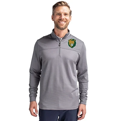 Men's Cutter & Buck  Gray Southeastern Louisiana Lions Traverse Stretch Eco Stripe DryTec Tri-Blend Quarter-Zip Pullover