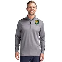 Men's Cutter & Buck  Gray Southeastern Louisiana Lions Traverse Stretch Eco Stripe DryTec Tri-Blend Quarter-Zip Pullover
