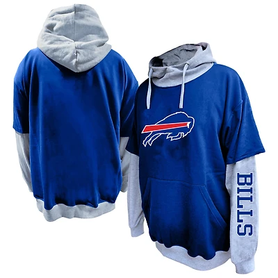 Men's Profile Royal/Heather Gray Buffalo Bills Big & Tall Twofer Pullover Hoodie