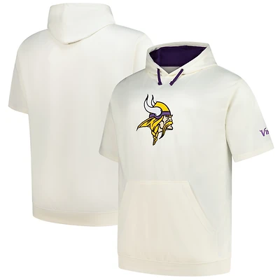 Men's Profile Oatmeal Minnesota Vikings Big & Tall Chest Print and Logo Short Sleeve Pullover Hoodie