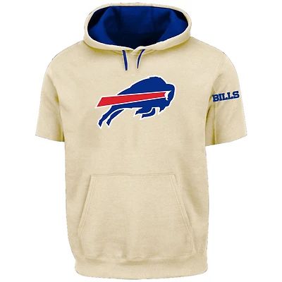 Men's Profile Oatmeal Buffalo Bills Big & Tall Chest Print and Logo Short Sleeve Pullover Hoodie