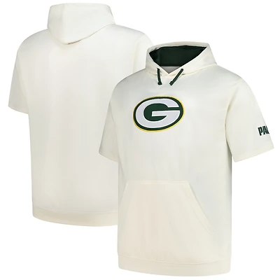 Men's Profile Oatmeal Green Bay Packers Big & Tall Chest Print and Logo Short Sleeve Pullover Hoodie