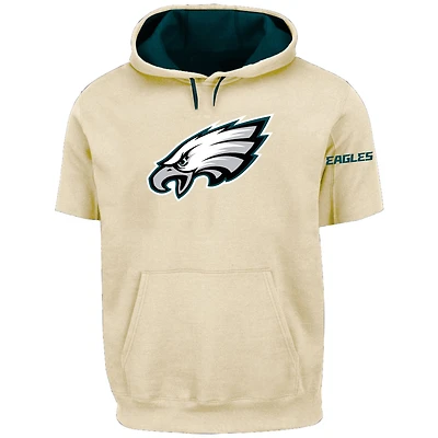 Men's Profile Oatmeal Philadelphia Eagles Big & Tall Chest Print and Logo Short Sleeve Pullover Hoodie