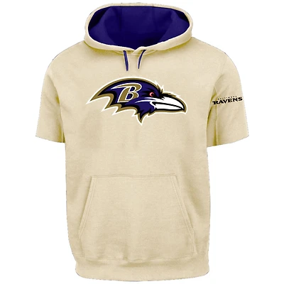 Men's Profile Oatmeal Baltimore Ravens Big & Tall Chest Print and Logo Short Sleeve Pullover Hoodie