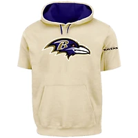 Men's Profile Oatmeal Baltimore Ravens Big & Tall Chest Print and Logo Short Sleeve Pullover Hoodie