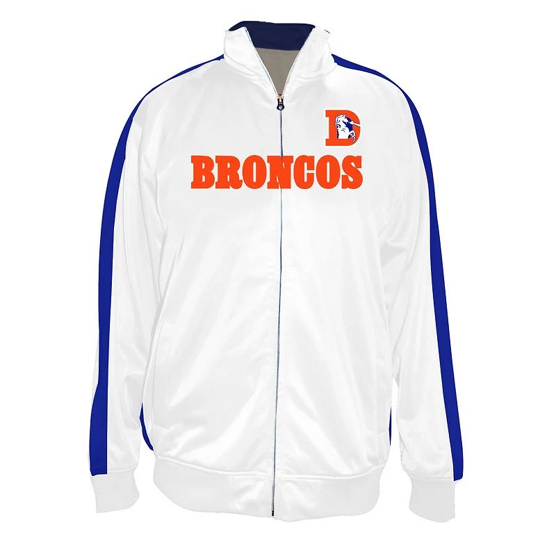 Men's Profile White Denver Broncos Big & Tall Tricot Full-Zip Track Jacket