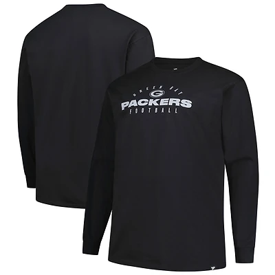 Men's Fanatics Black Green Bay Packers Big & Tall Coverage Scheme Long Sleeve T-Shirt