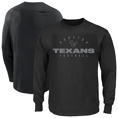 Men's Fanatics Black Houston Texans Big & Tall Coverage Scheme Long Sleeve T-Shirt