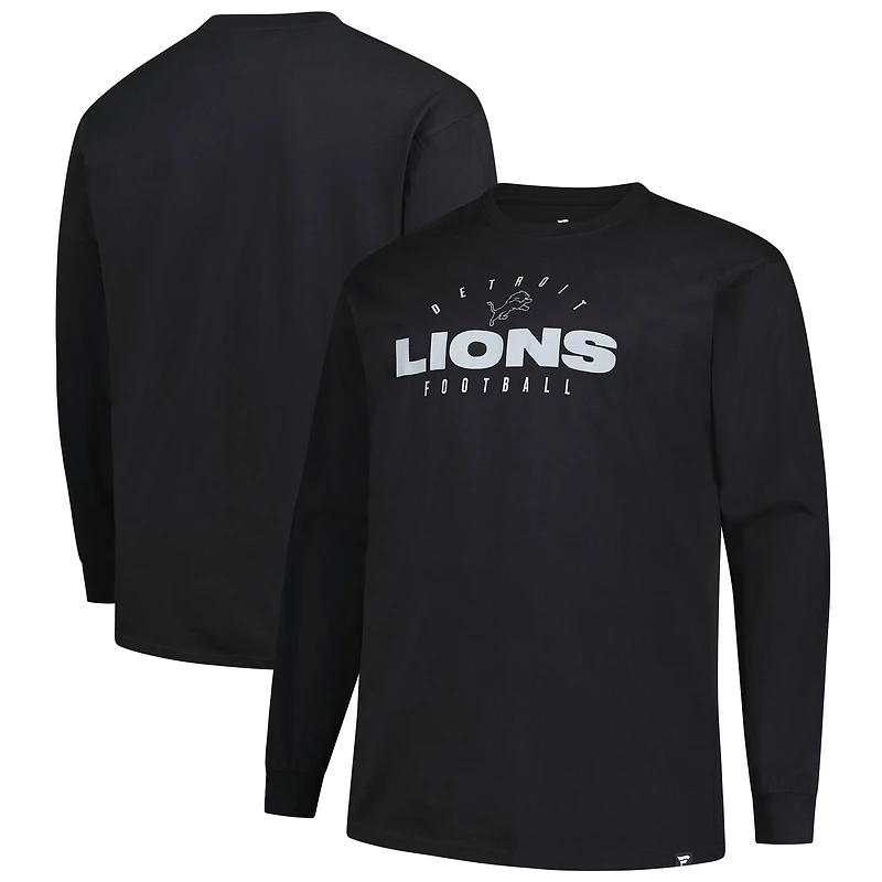 Men's Fanatics Black Detroit Lions Big & Tall Coverage Scheme Long Sleeve T-Shirt