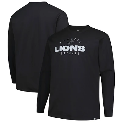 Men's Fanatics Black Detroit Lions Big & Tall Coverage Scheme Long Sleeve T-Shirt