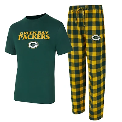 Men's Concepts Sport Green/Gold Green Bay Packers Big & Tall Avondale T-Shirt & Flannel Pants Sleep Set