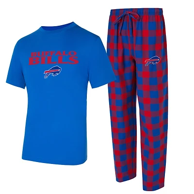Men's Concepts Sport Royal/Red Buffalo Bills Big & Tall Avondale T-Shirt Flannel Pants Sleep Set