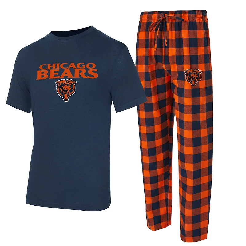 Men's Concepts Sport Navy/Orange Chicago Bears Big & Tall Avondale T-Shirt Flannel Pants Sleep Set