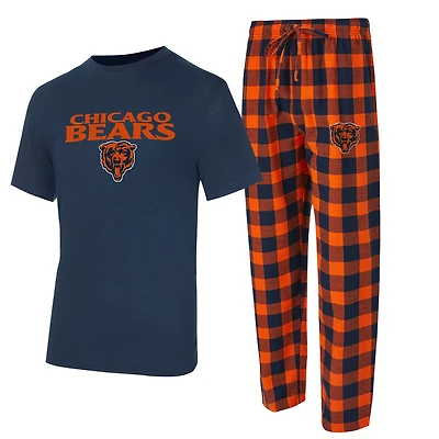 Men's Concepts Sport Navy/Orange Chicago Bears Big & Tall Avondale T-Shirt Flannel Pants Sleep Set
