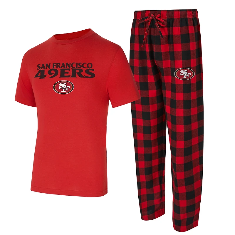 Men's Concepts Sport Scarlet/Black San Francisco 49ers Big & Tall Avondale T-Shirt & Flannel Pants Sleep Set