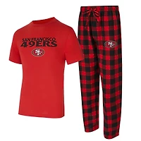 Men's Concepts Sport Scarlet/Black San Francisco 49ers Big & Tall Avondale T-Shirt & Flannel Pants Sleep Set