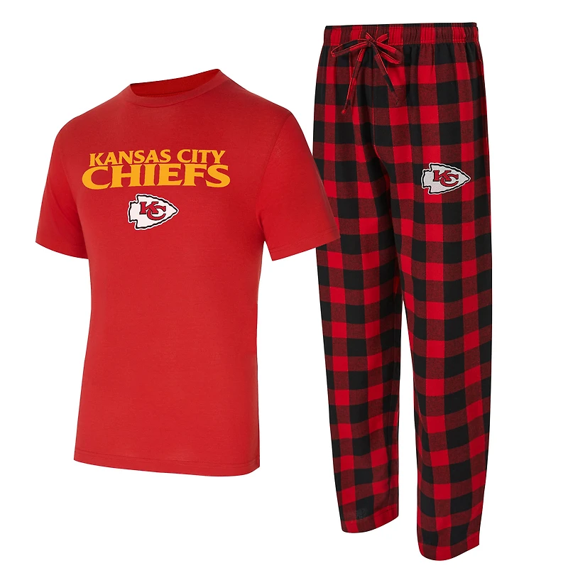 Men's Concepts Sport Red/Black Kansas City Chiefs Big & Tall Avondale T-Shirt Flannel Pants Sleep Set
