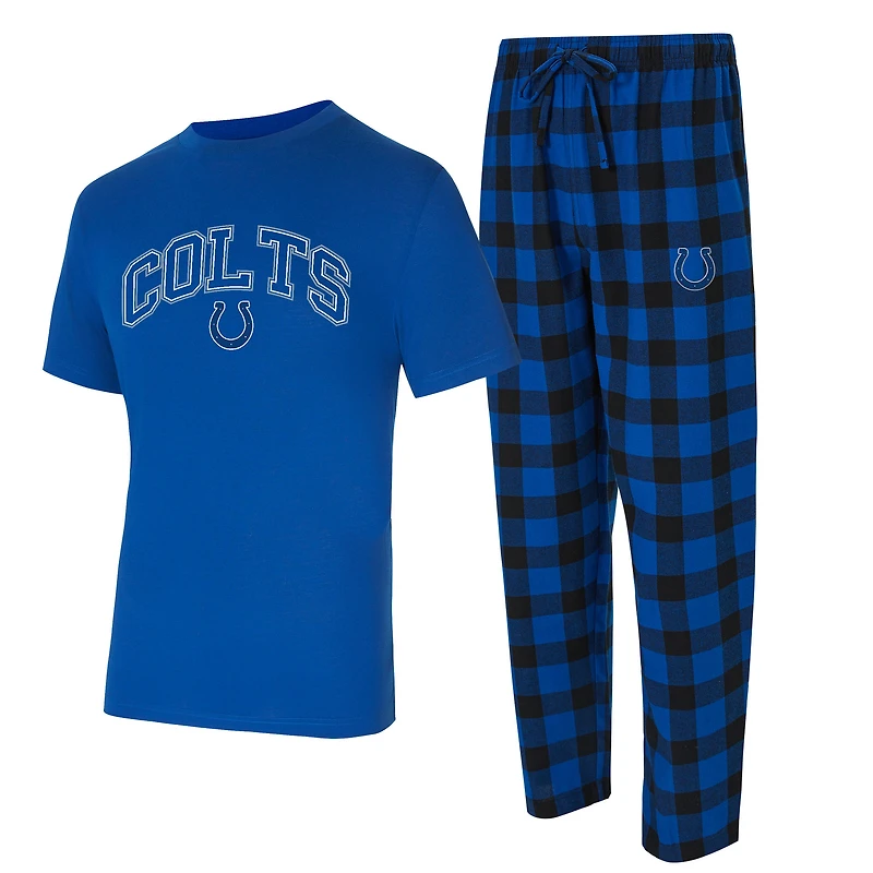 Men's Concepts Sport Royal/Black Indianapolis Colts Big & Tall Avondale T-Shirt Flannel Pants Sleep Set
