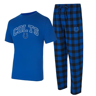 Men's Concepts Sport Royal/Black Indianapolis Colts Big & Tall Avondale T-Shirt Flannel Pants Sleep Set