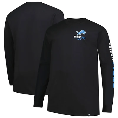 Men's Fanatics Black Detroit Lions Big & Tall Clock Management Legacy Long Sleeve T-Shirt