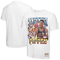 Men's Mitchell & Ness Scottie Pippen White Chicago Bulls Hardwood Classics Commemorative Player Collage T-Shirt