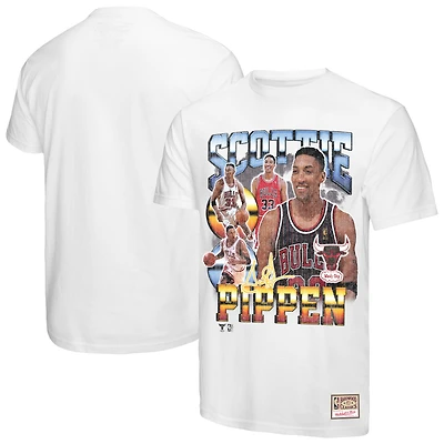 Men's Mitchell & Ness Scottie Pippen White Chicago Bulls Hardwood Classics Commemorative Player Collage T-Shirt