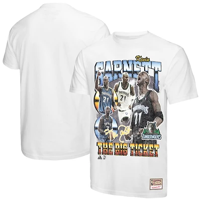 Men's Mitchell & Ness Kevin Garnett White Minnesota Timberwolves Hardwood Classics Commemorative Player Collage T-Shirt