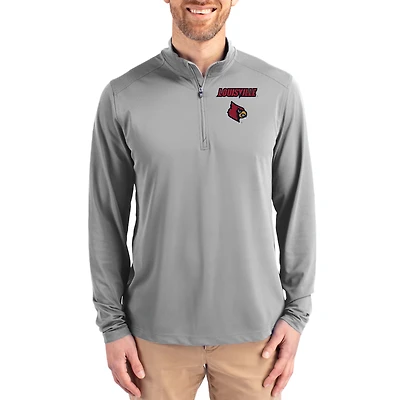 Men's Cutter & Buck  Gray Louisville Cardinals Virtue DryTec Quarter-Zip Pullover
