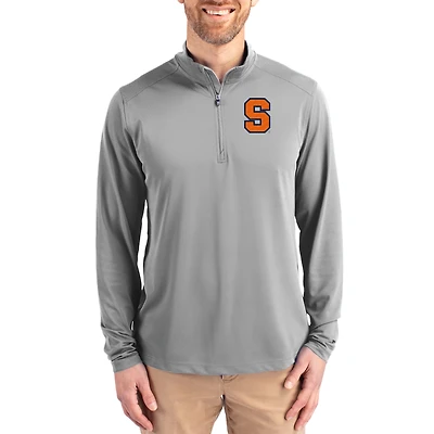 Men's Cutter & Buck  Gray Syracuse Orange Virtue DryTec Quarter-Zip Pullover