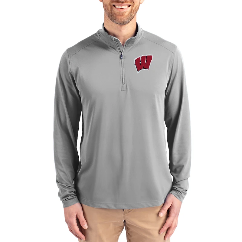 Men's Cutter & Buck Wisconsin Badgers Virtue DryTec Quarter-Zip Pullover