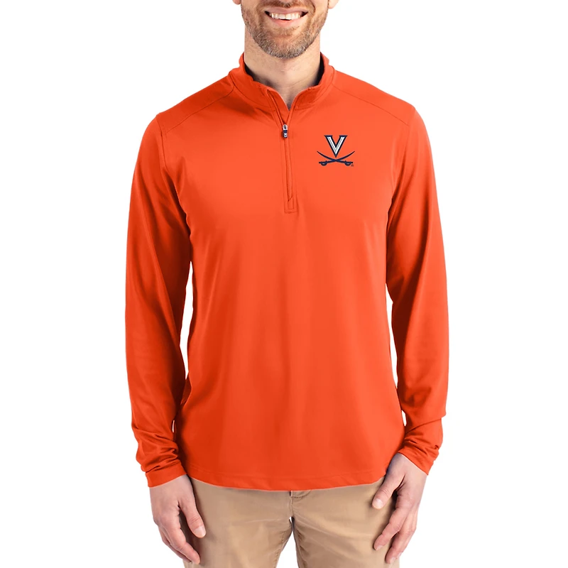 Men's Cutter & Buck  Orange Virginia Cavaliers Virtue DryTec Quarter-Zip Pullover