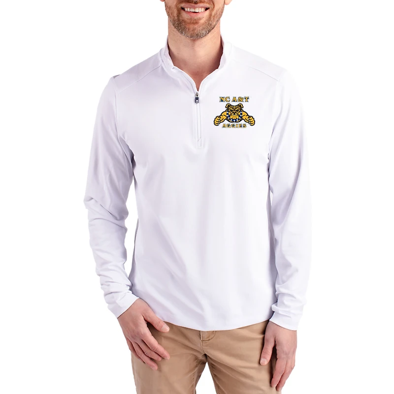 Men's Cutter & Buck  White North Carolina A&T Aggies Virtue DryTec Quarter-Zip Pullover