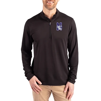 Men's Cutter & Buck  Black Northwestern Wildcats Virtue DryTec Quarter-Zip Pullover
