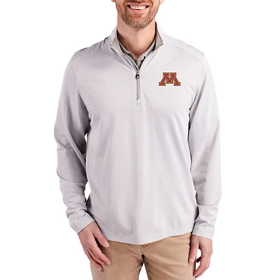 Men's Cutter & Buck  Gray Minnesota Golden Gophers Virtue Micro Stripe DryTec Quarter-Zip Pullover