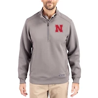 Men's Cutter & Buck  Gray Nebraska Huskers Roam Eco Recycled Quarter-Zip Pullover