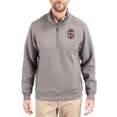 Men's Cutter & Buck  Gray Southern Illinois Salukis Roam Eco Recycled Quarter-Zip Pullover