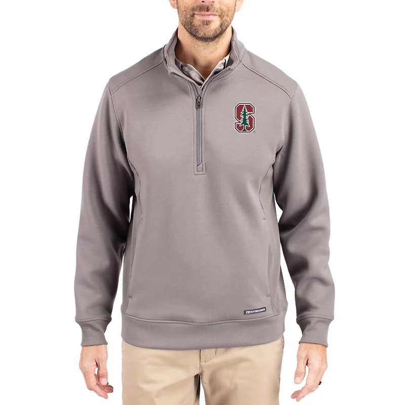 Men's Cutter & Buck  Gray Stanford Cardinal Roam Eco Recycled Quarter-Zip Pullover