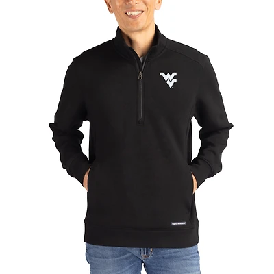 Men's Cutter & Buck  Black West Virginia Mountaineers Roam Eco Recycled Quarter-Zip Pullover