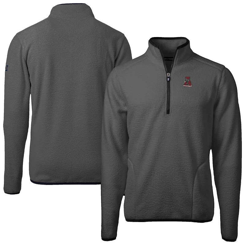 Men's Cutter & Buck Gray Alabama Crimson Tide Cascade Eco Sherpa Fleece Quarter-Zip Pullover Jacket