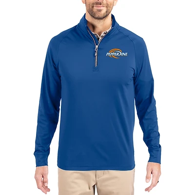 Men's Cutter & Buck Blue Pepperdine Waves Adapt Eco Knit Stretch Recycled Quarter-Zip Pullover
