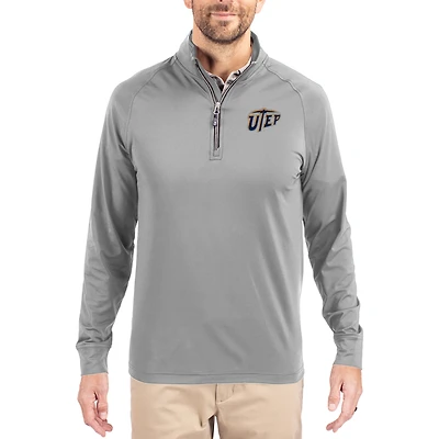 Men's Cutter & Buck UTEP Miners Adapt Eco Knit Stretch Recycled Quarter-Zip Pullover