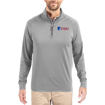 Men's Cutter & Buck Gray Fairleigh Dickinson Knights Adapt Eco Knit Stretch Recycled Quarter-Zip Pullover